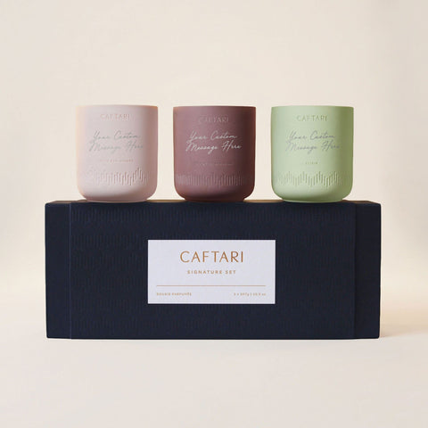 Caftari customizable signature candle gift set