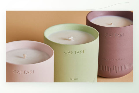 Three Caftari clean-burning candles