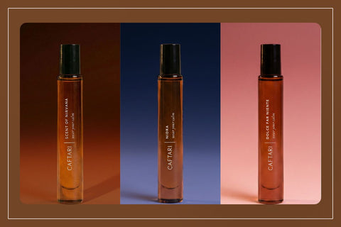 Caftari rollerball perfume oils arranged as a gift set