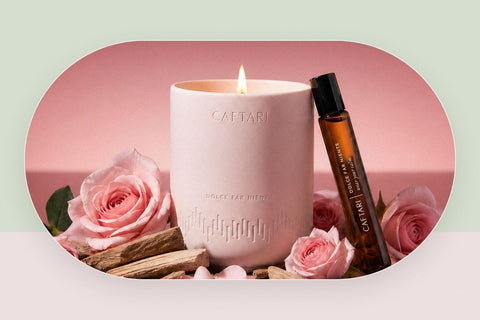 Caftari Dolce Far Niente candle and rollerball in a nursery-safe guide