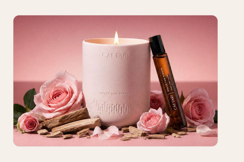 Caftari Dolce Far Niente candle and rollerball for sensitive households
